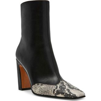 Steve Madden Lyle Cap Toe Bootie in Black Leather Snake at Nordstrom Rack, Size 8