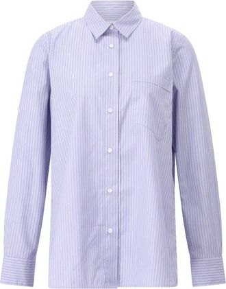 Lareida Gestreept katoenen overhemd met borstzak - Dames - Overhemden - Blauw - XS - Katoen - Overhemden