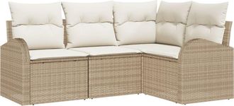vidaXL Vidaxl - Conjunto De Sof&aacute; De Jard&iacute;n Con Coj&iacute;n 4 Pcs Beige Polirat&aacute;n