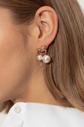 Ferragamo Earrings With Pearl, Womens, Gold