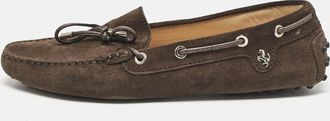Tod's Tods For Ferrari Brown Suede Bow Slip On Loafers
