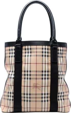 Burberry Pre-owned Burberry Haymarket Check Coated Canvas Vertical Tote ITSCAPEL12SCAT