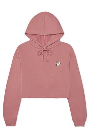 Dalix Heartly Ghost Cropped Hoodie in Mauve at Nordstrom, Size Xx-Large