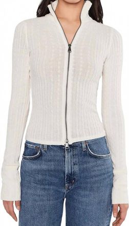 Free People Brunch Girl Zip Up Top In Clean Ivory