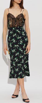 Dolce & Gabbana Silk Skirt With Floral Motif, Womens, Black