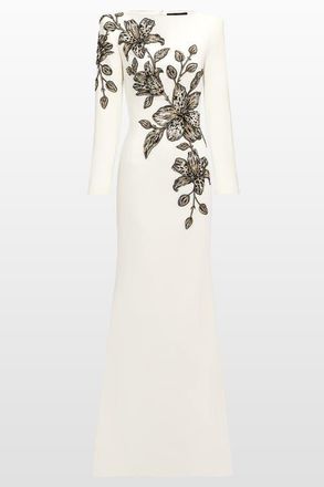 Jenny Packham Slipper Orchid Floral-Embellished Maxi Dress in Vanilla at Nordstrom, Size 18 Uk