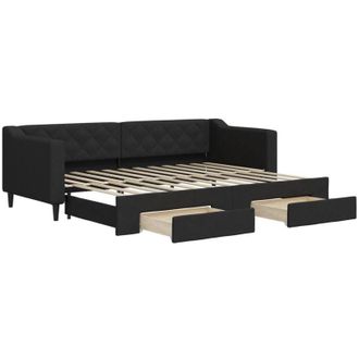 vidaXL Sof&aacute; Cama Nido Con Cajones Tela Negro 80x200 Cm Vidaxl