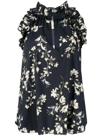Bambah Blusa Josephine a fiori - Nero
