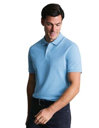 CHARLES TYRWHITT Short Sleeve Cotton Stretch Pique Polo in Sky Blue at Nordstrom, Size Xx-Large