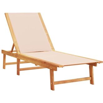 vidaXL Vidaxl - Tumbona De Madera Maciza De Acacia Y Textileno Crema