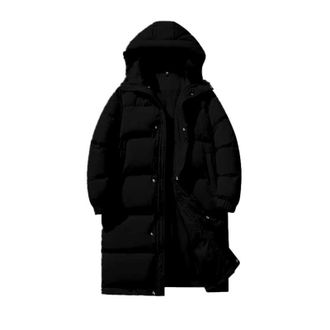 Generic Mens Longline Hooded Puffer Jacket - Quilted Insulated Thicken Overcoat, Waterproof Windproof Durable Coats, Outdoor Long Puffer Coat