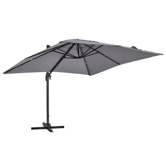 Oviala Sombrilla voladiza giratoria de 3 x 3 m en aluminio gris