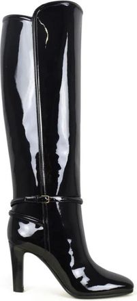 Saint Laurent Jane 90 Boots - Dames - Laarzen met Hak - Zwart - 40 EU - Leer - Schoenen