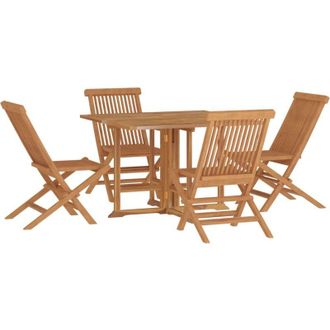 vidaXL Set De Comedor De Jard&iacute;n Plegable 5 Pzas Madera Maciza De Teca Vidaxl