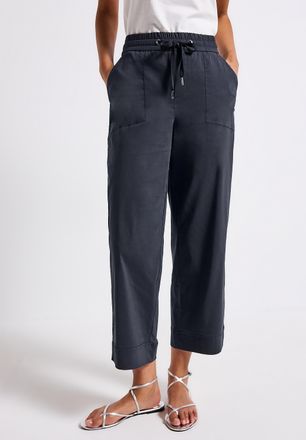 Street One Stoffhose STREET ONE, Damen, Gr. 40, L&auml;nge 28, blau (deepwater blau), Web, Obermaterial: 66% Baumwolle, 30% Polyester, 4% Elasthan, unifarben, bequem 