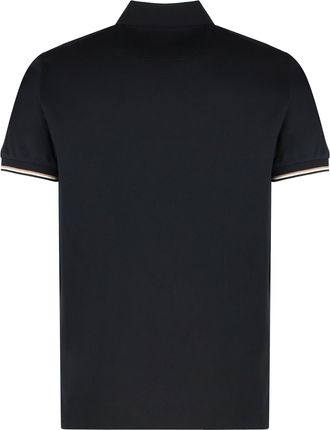 HUGO BOSS Mens Cotton Polo Shirt With Ribbed Edges Black T-shirts And Polos