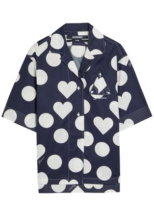 Jacquemus La Chemise Marin Polka dot Cotton-poplin Shirt - Navy - 38 (UK10 / S)