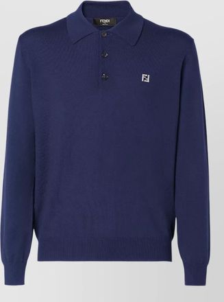 Fendi wool knit long sleeve polo shirt
