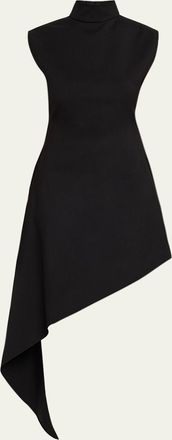 Alaia Asymmetric Pointed Wool Twill Mini Dress