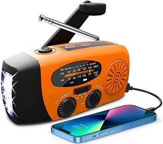 OEM Radio Emergencia, Cable Usb, Radio Emergencia Solar Cuerda, Radio Emergencia Port&aacute;til, Energ&iacute;a Solar Cuerda, Alarma Sos, Pl&aacute;stico, Color Naranja