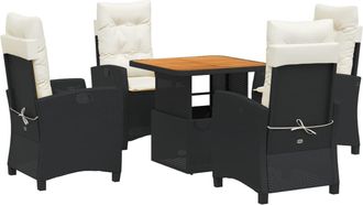 vidaXL Set De Muebles Jard&iacute;n 5 Pzas Con Cojines Rat&aacute;n Sint&eacute;tico Negro Vidaxl