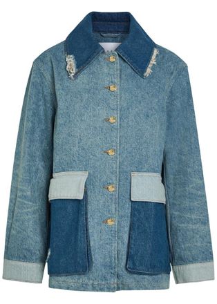 Ganni Patchwork Distressed Denim Jacket - S/M (UK10-12 / M)
