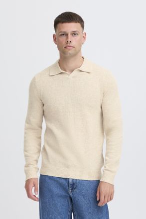 Blend Polokragenpullover BLEND BHBRANKO POLO SPLITN., Herren, Gr. XXL, crockery melange, Strick, Obermaterial: 60% Wolle, 40% Nylon, unifarben, regular fit 