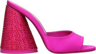 The Attico Roze Satijnen Strass Platforms - Dames - Muiltjes - Roze - 38 EU - Satijn - Schoenen