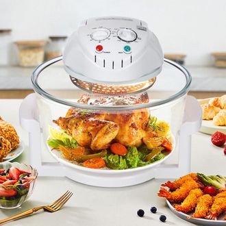 Infinite Freidora De Aire Caliente Con Capacidad De 12 Litros E Inserto De Vidrio De 360&deg; Para Pollo, Carne, Pescado, Verduras, Enchufe Europeo De 220 V, Visib