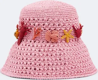 Aquazzura Embellished crochet bucket hat