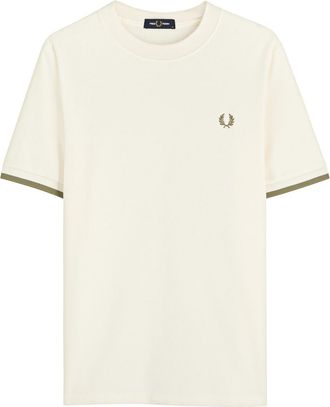 Fred Perry Logo-embroidered Piqué Cotton T-shirt - Ecru - Xxl