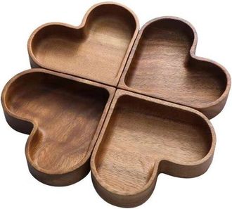 OEM 4 Mini Cuencos De Madera Con Forma De Coraz&oacute;n, Bandeja De 17 Cm Con Forma De Coraz&oacute;n, Cuencos Para Frutos Secos, Cuencos Para Dulces, Joyero