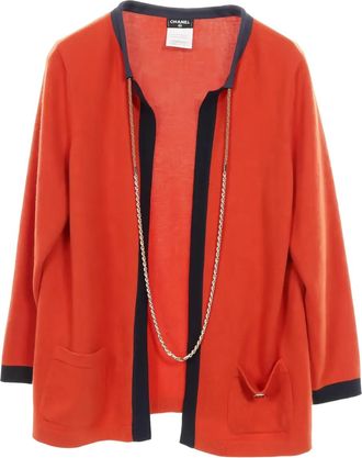 Chanel 1986-1988 button chain cardigan - Orange