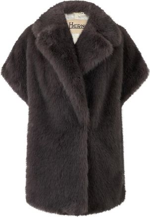 Herno Gilet in pelliccia sintetica a pelo lungo - - Jackets - Donna - Marrone - XS
