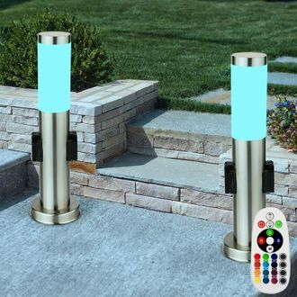 ETC Shop Set di 2 luci da esterno che cambiano colore, telecomando per lampade da giardino a led rgb da giardino