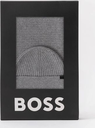HUGO BOSS Mens BOSS Orange Uboldi Scarf & Beanie Set - Silver 041 - Grey - Size: ONE size