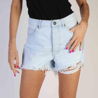 John Richmond Versleten Denim Shorts met Afgerafde Zoom