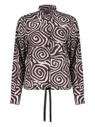 Herno Blouse met jacquard en knoop - Bruin