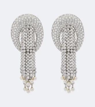 Valentino Garavani Crystal-embellished faux pearl clip-on earrings