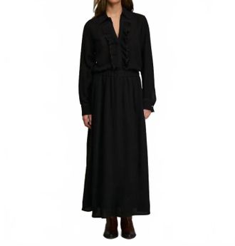 DIEGA Flared Jabo With Elasticated Waist Skirt In Brown Choco