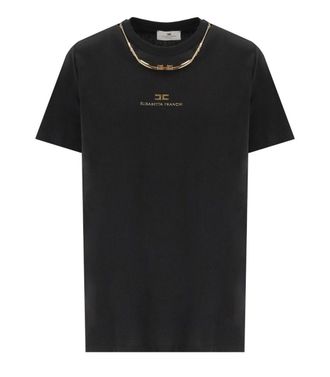 Elisabetta Franchi Black T-Shirt With Jewel