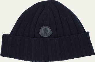 Moncler Mens Ribbed Wool Beanie