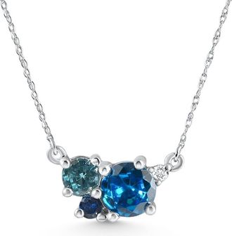 Pompeii3 3Ct Blue Sapphire Topaz Aquamarine Diamond Pendant Necklace 14k Gold Lab Grown