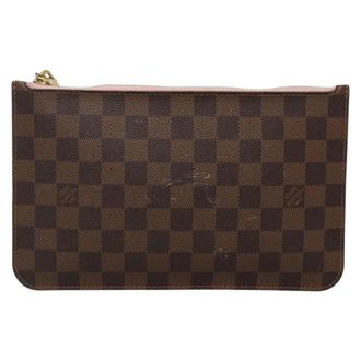 Louis Vuitton Neverfull Pochette Damier Brown Canvas Bag (Pre-Owned)