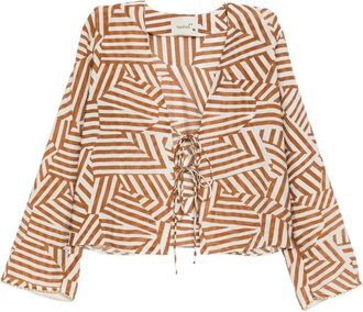 Bambah Top Geo con ruches - Marrone