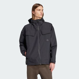 adidas Originals Mens Premium Essentials Water-Repellent Jacket - Black Recycled Material - Size Medium