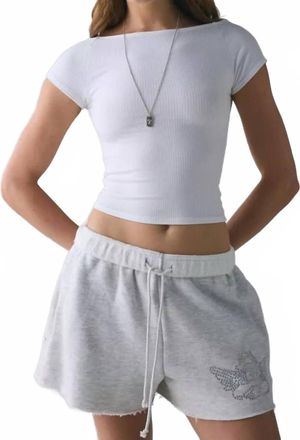 Boys Lie 1-800 Rhinestone Graphic Basic Short In Grey