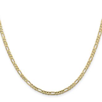 Diamond2Deal 10k Yellow Gold 3mm Flat Figaro Chain Necklace