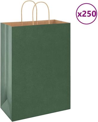 vidaXL Bolsas De Papel Con Asas 250 Uds Verde 32x17x44 Cm Vidaxl