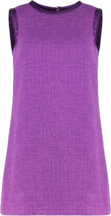 Dolce & Gabbana Getextureerde Mouwloze Shift Jurk met Sierdetail - Dames - Korte kleedjes - Paars - XL - Kleedjes